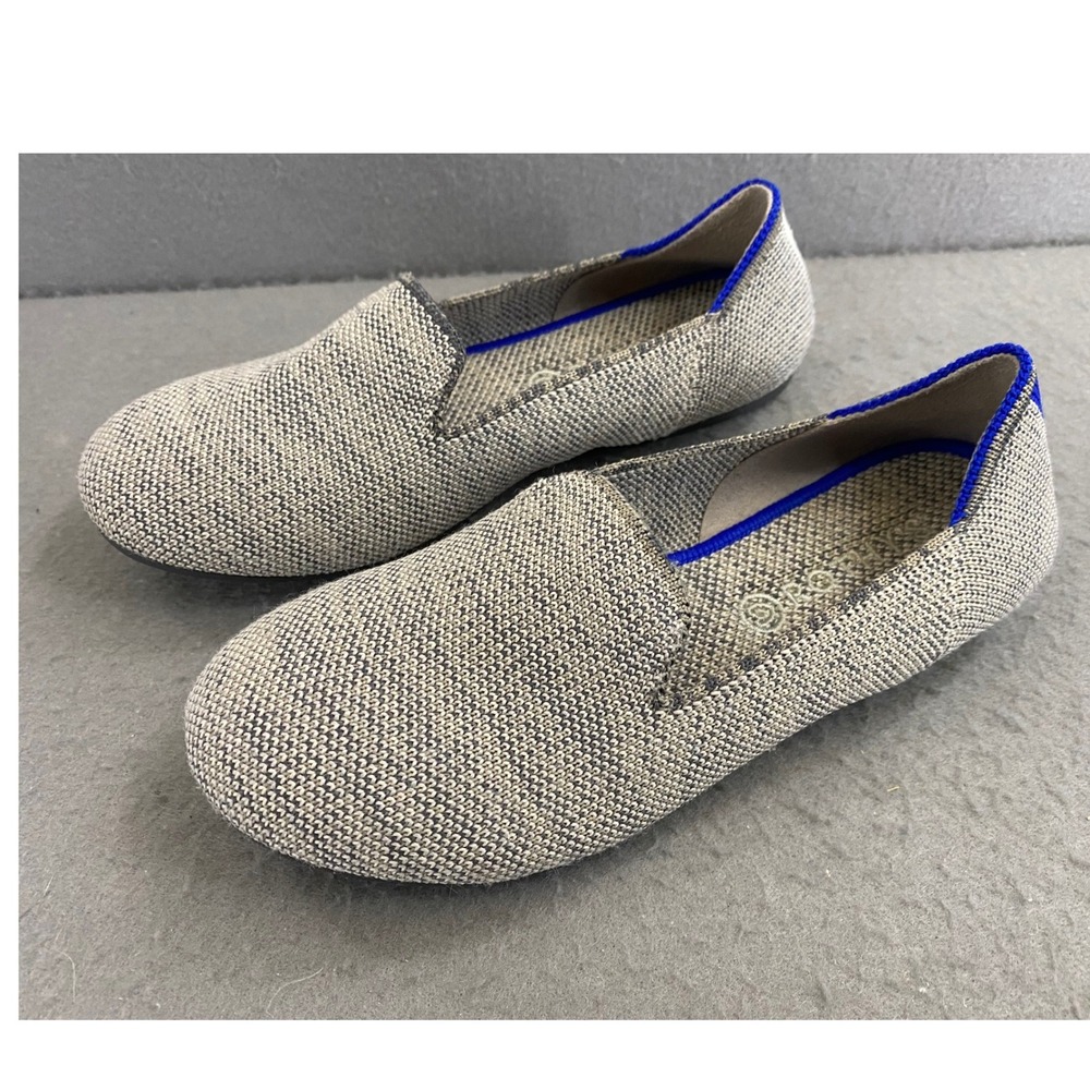 Rothys Kids Loafer Grey White Marled Knit Slip On Shoes Size K1 US 13 UK 32 EU